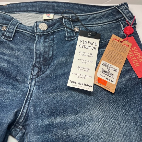 True Religion Halle Velvet Back Rips Skinny Stretch 30 Inseam 29” Vintage NWT - Picture 3 of 6